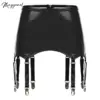 Womens Garters Suspender Belt Skirts Ladies Wet Look Mini Skirts Leather Garters with Metal Clips Clubwear Costume Underwear 1