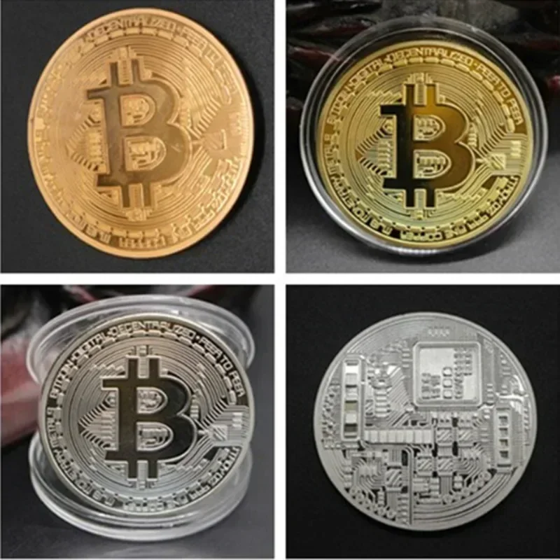 5pcs Gold Plated Casascius Art Collection Gift crypto Commemorative Physical Metal AntiqueImitation Bitcoin Coin Collectible