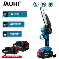JAUHI 3500W 6Inch Electric ChainSaw Rechargeable Saw 40000RPM Cordless Chain Saw Wood Power Tools For Makita 18V Battery 1