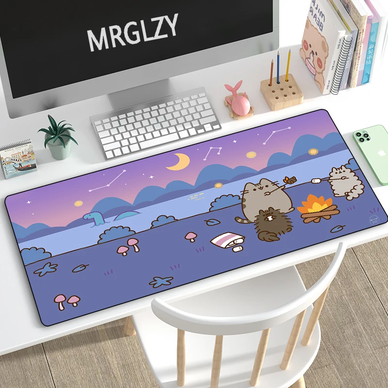 Grande Teclado Mecânico Mouse Pad Desenhos Animados Kawaii Kitty Cat Gamer Mousepad Acessórios para Jogos Laptop Desk Mat Drop Shipping