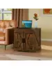 Farmhouse End Table Sofa Side Table with Charging Station 24" Large Wood Square Nightstand with Doors Modern Storage Cab 1