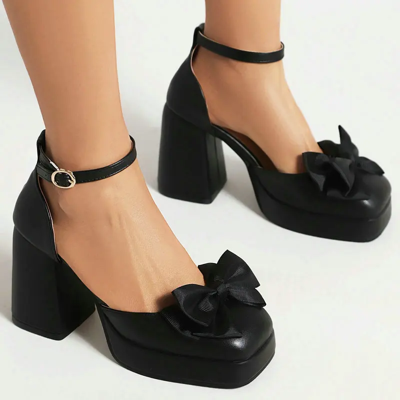 

Шикарные белые женские туфли JK Lolita на платформе с квадратным носком женские туфли на массивном высоком каблуке Туфли Мэри Джейн с бантиком корейские женские сандалии