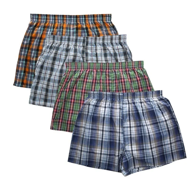 2023 New Classic Plaid Men Arrow Pants Casual Fashion Brand High Quality Boxer Mens Cotton Boxers 4pcs Men's Shorts Underwear