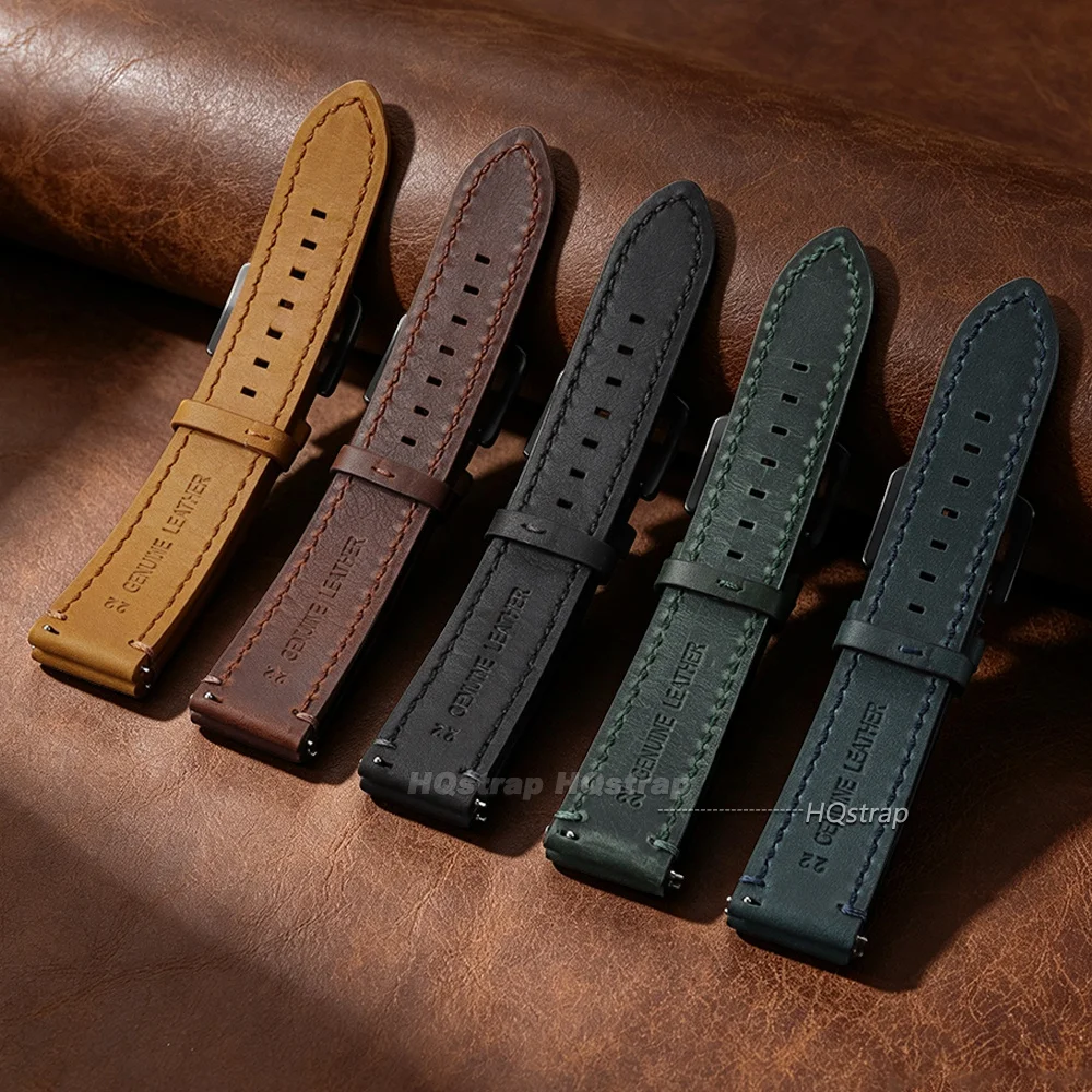 Premium Vintage Leather Watch Band – Universal Cowhide Strap with Quick Release
