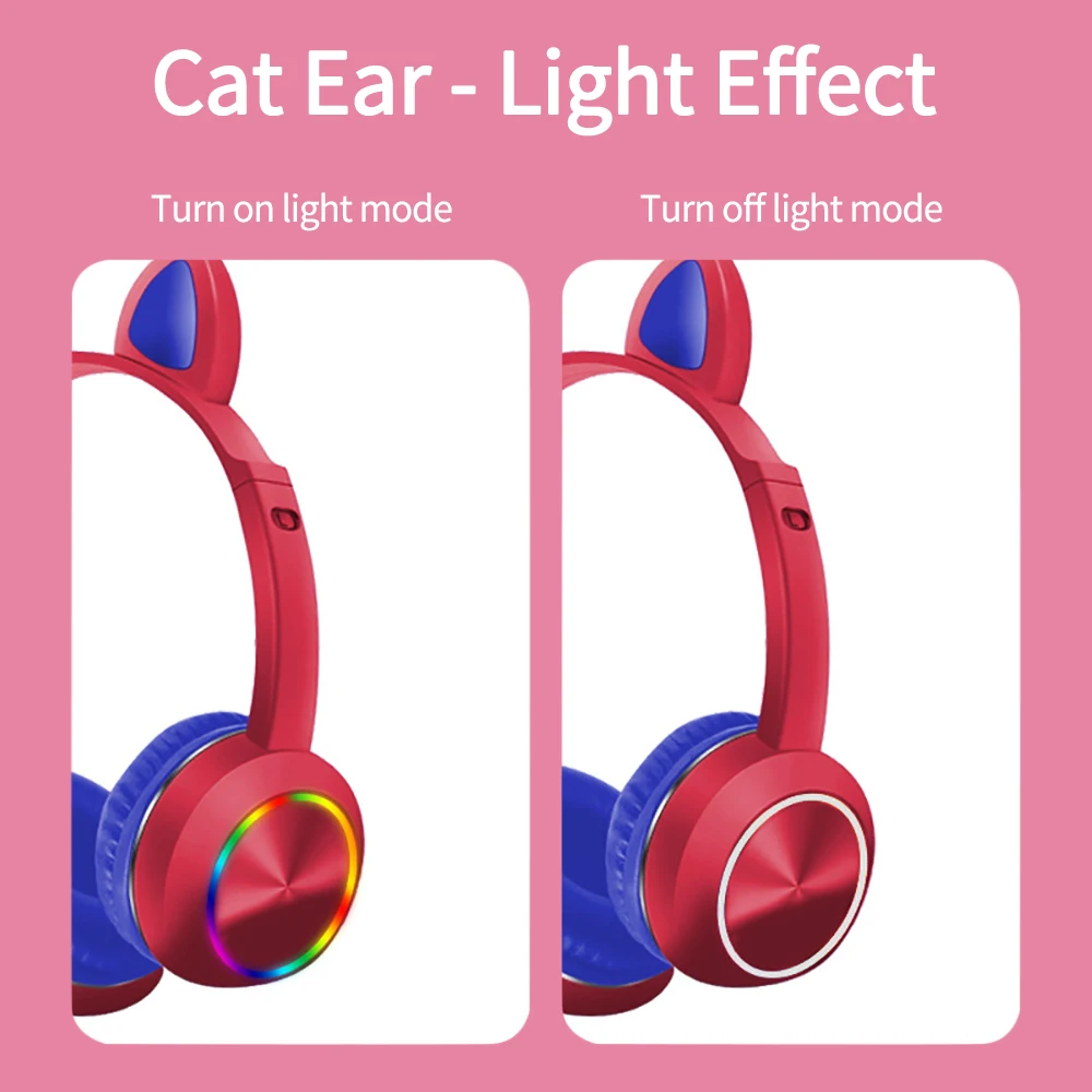1PCS Cat ear AKZ-020 Wireless Bluetooth Headset for Children Learning Net Class with Wheat LED light up ultra long Battery Life