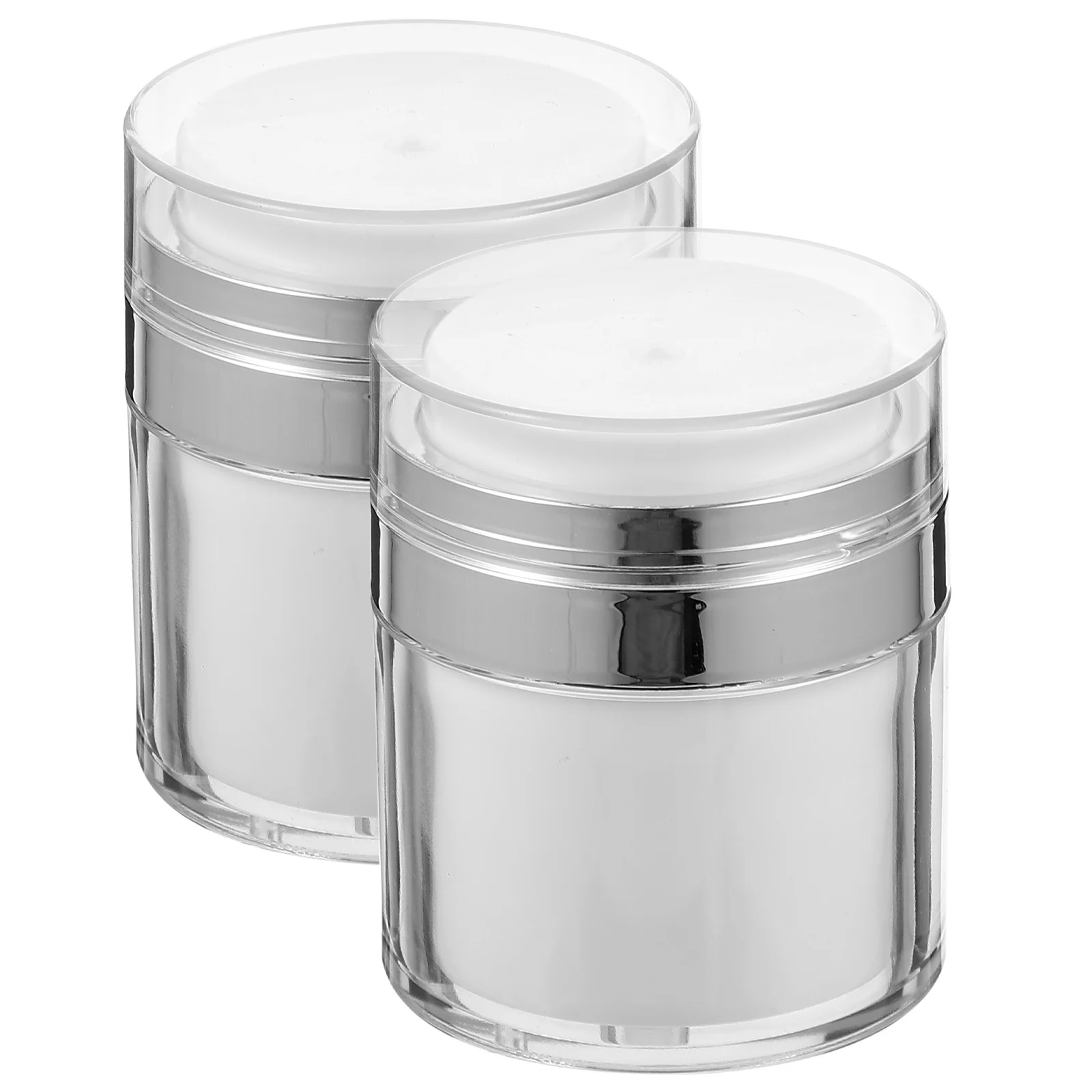 

2 Pcs Cream Bottle Press Jar Travel Clear Plastic Container Face Jars Empty Pp Airless Lotion