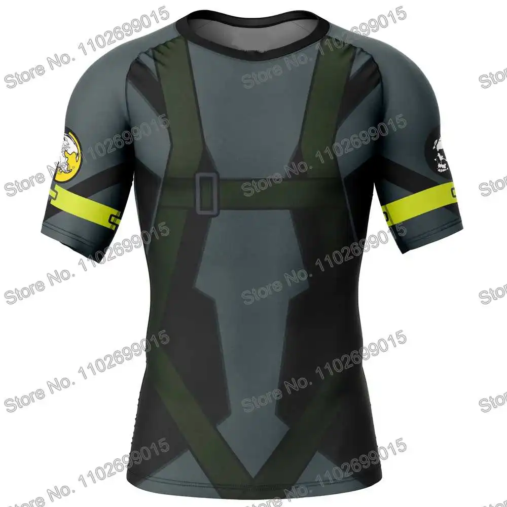 Metal Gear Solid Ground Zeroes Surfing Clothing Men Rash Guard Short Sleeve UV Protection Diving Swimwear Summer Beach Tights