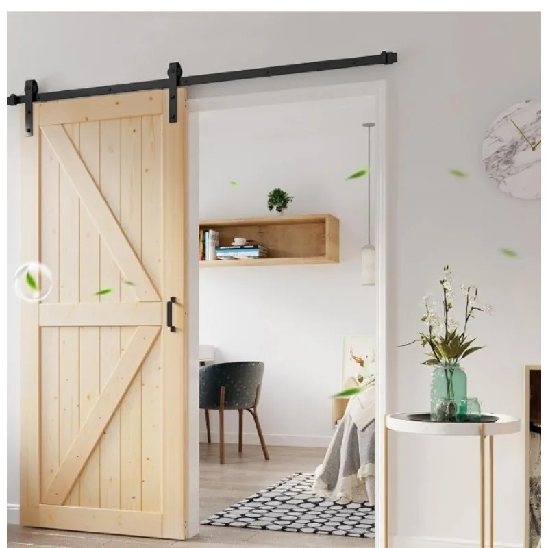 36x84" Sliding Barn Wood Door Panel with 6.6ft Hardware Kit Easy DIY Assembly RequiredPerfect for Warehouses  Bedrooms Bathroom 2