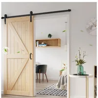 36x84" Sliding Barn Wood Door Panel with 6.6ft Hardware Kit Easy DIY Assembly RequiredPerfect for Warehouses  Bedrooms Bathroom 2