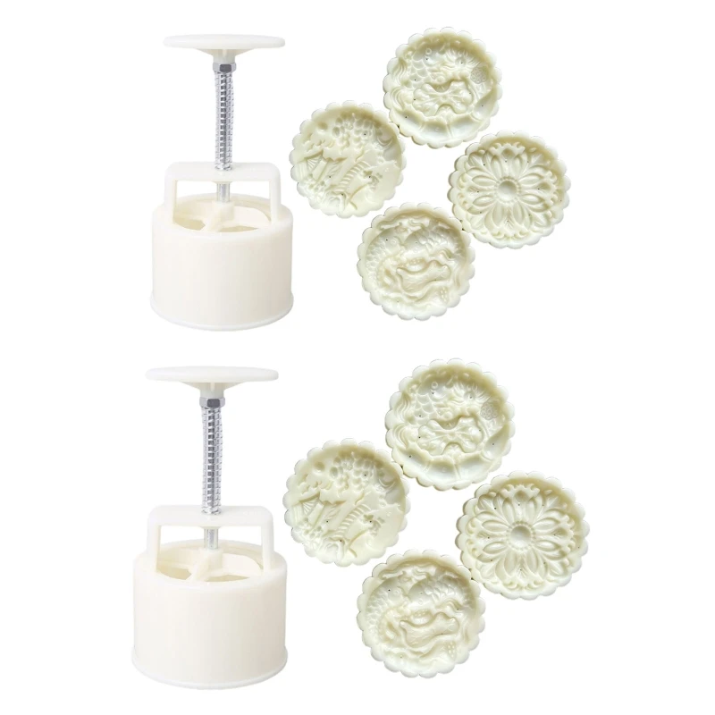 

200g Mooncake Mold Pastry Moulds Mooncake Stamp Hand Pressure Tool Flower Plastic Material Baking Accessories