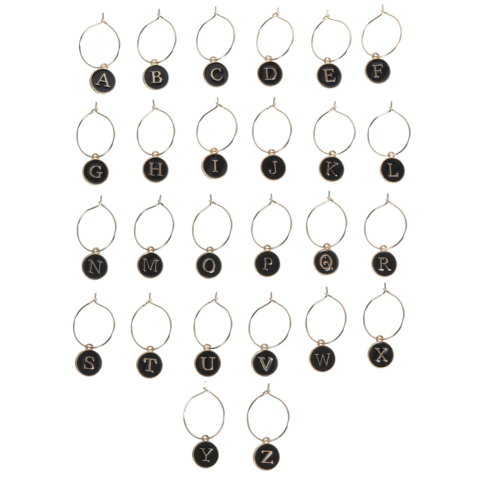 

26Pcs Glass Markers Reusable Letter Charms Zinc Alloy Markers Accessories