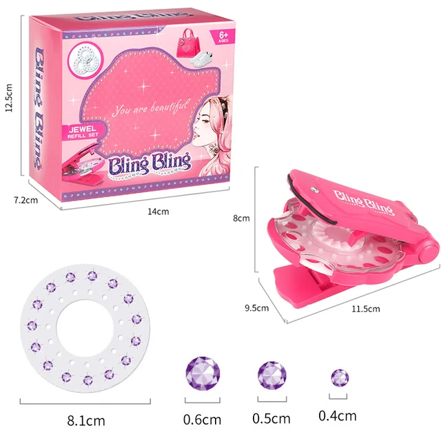 Girls Hair Gems Kit Kids Princess Pretend Makeup Sets Toy Crystal Rhinestone Stickers Art DIY Hair Jewels Cuffs Decoration Gift 6