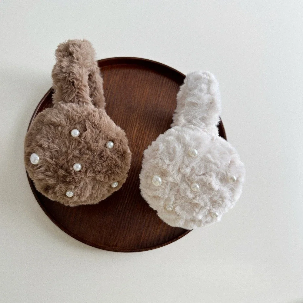 Y2K Original Pearl Fluffy Earmuffs Cold Protection Women Ear Cover Keep Warm Solid Color Plush Earmuffs Cycling Accessories