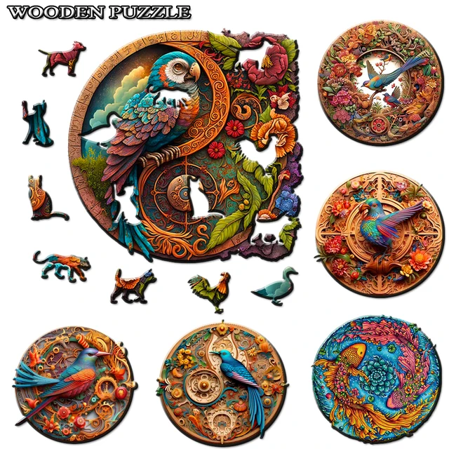 Adult and Children s Animal Wooden Puzzle: Rustic Beauty and Educational Fun!