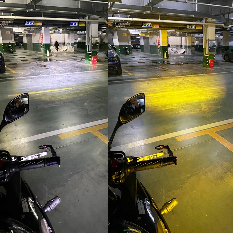 Motorcycle Auxiliary LED Headlights Long Range Lamp 12-80V Dual Color High/Low/Flash Beam Moto Spotlight Additional Fog Lights