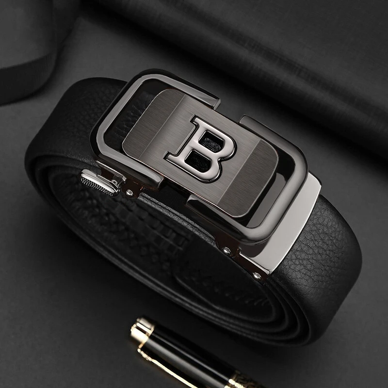 

2023 New Men's Automatic Buckle Belt Business Men's Belt Lychee Cattle Belts for Men Luxury Designer Brand Male for jeans