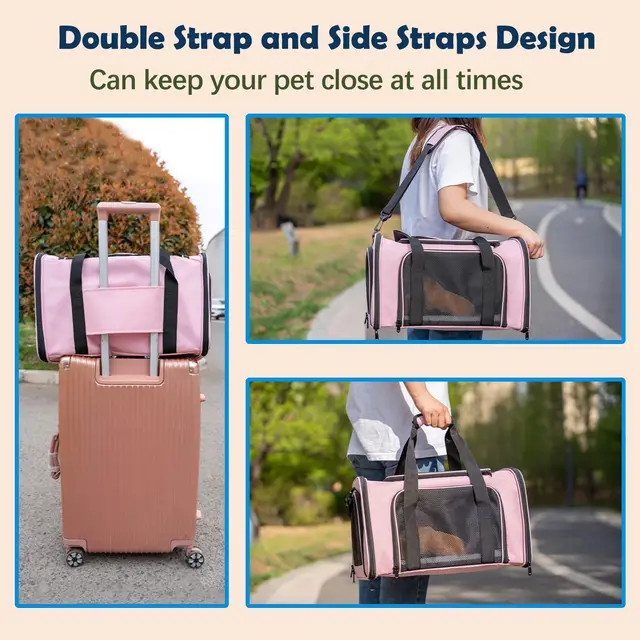 Cat, Dog Carrier for Small Medium Cats Puppies up to 15 Lbs, TSA Airline Approved Carrier Soft Sided, Collapsible Travel Puppy C 3