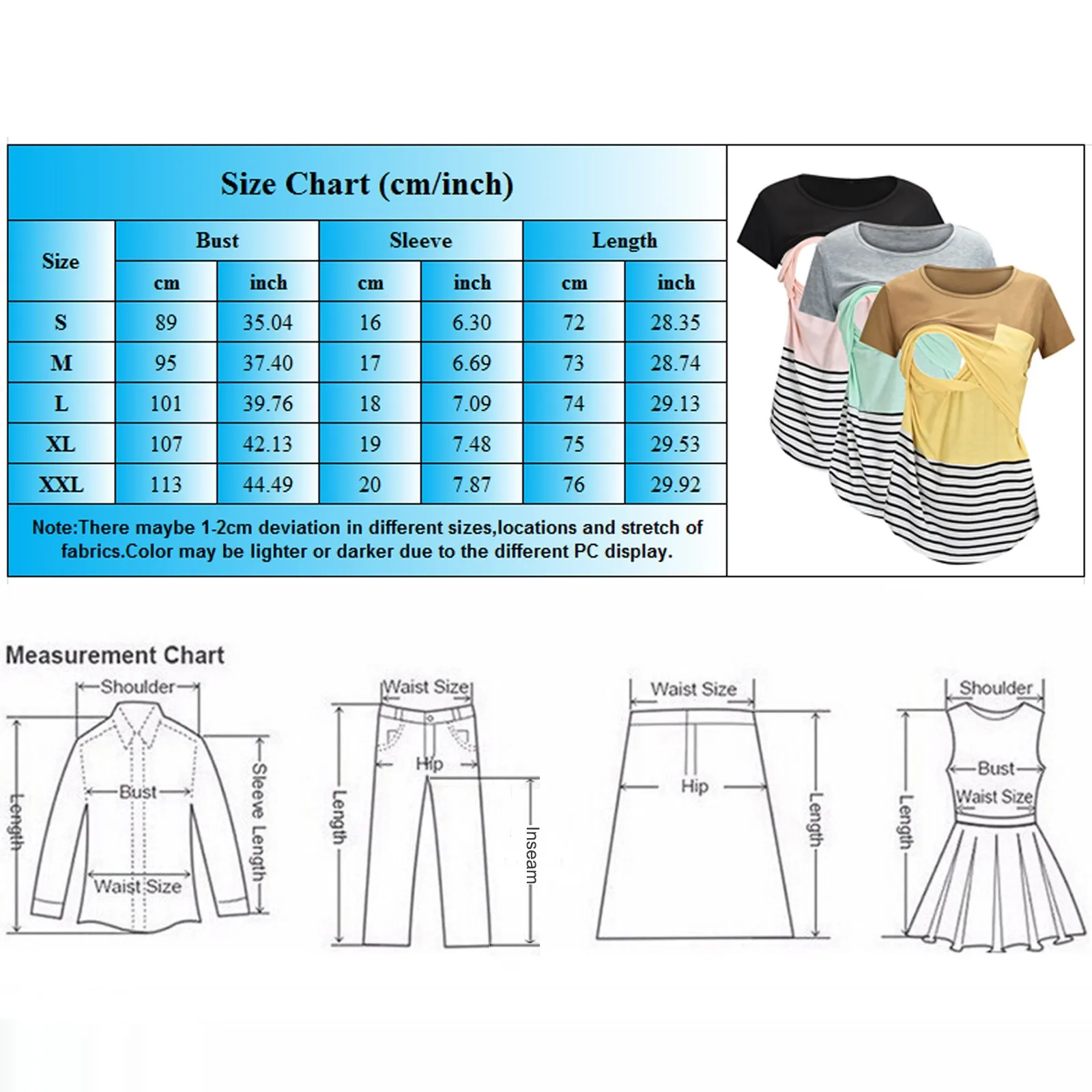 Striped Maternity Nursing Top