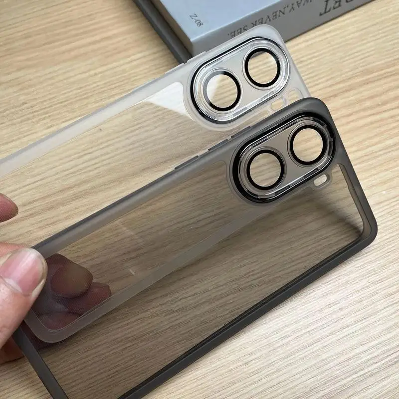 Transparent Magnetic Back Cover Case with Lens Film and Anti-Fall Bumper Protection