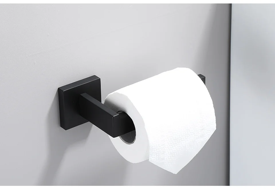 Description Picture 6 of itemBathroom Hardware Set Black Robe Hook Towel Rail Bar Rack Bar Shelf Tissue Paper Holder Toothbrush Holder Bathroom Accessories