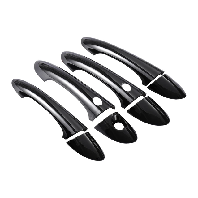 1 Set Black Abs Car Exterior Door Handle Covers Trims With Smart