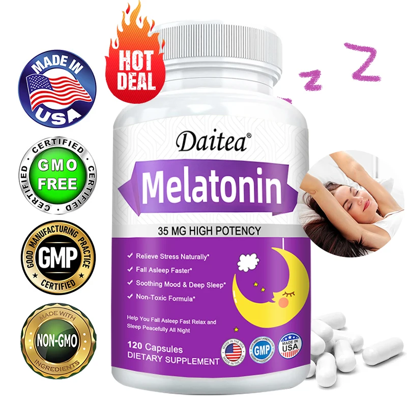 

Daitea Melatonin Capsule Supplement - Helps Improve Sleep, Removes Melanin, Supports Stress & Anxiety & Promotes Sleep Health