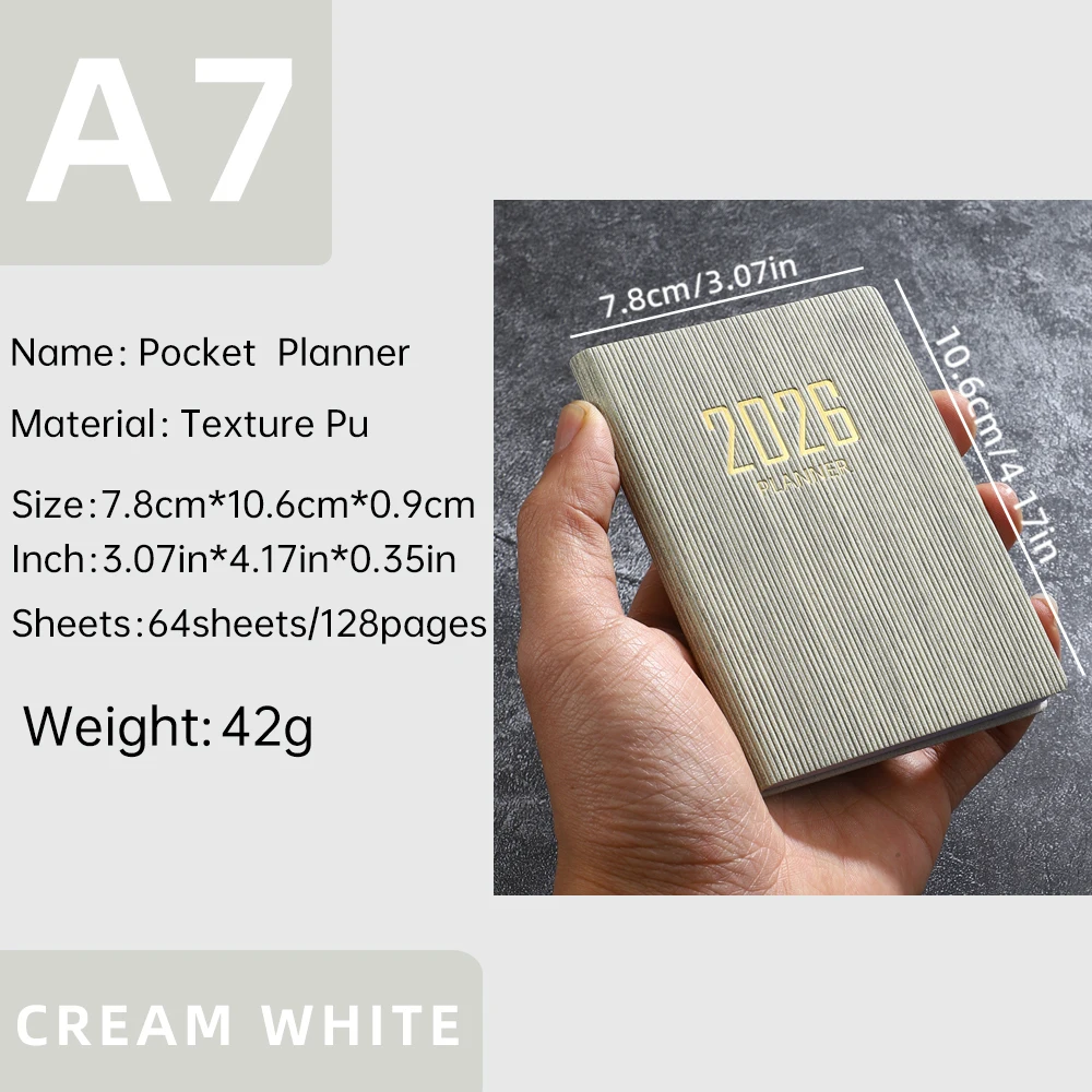 Compact 2026 English Planner – Mini Portable Pocket Schedule Book with 128 Pages, 64 Sheets Weekly Calendar