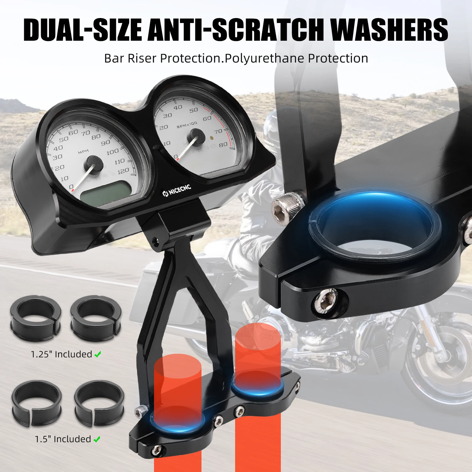 NICECNC Für Harley Road Glide/Special 15-23 Modularer Kickback-Lenkererhöhungssatz mit Instrumentenrahmen und Montagehalterung – Detail 5