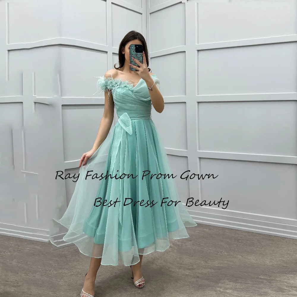 

Ray Fashion A Line Evening Dress Chiffon Off Shoulder With Flowers Tiered Ruffle For Formal Occasion Saudi Arabia فساتين سهرة