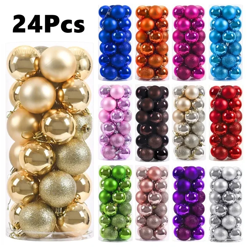 24Pcs 3/4/6CM christmas tree ornaments Christmas Balls Big Ball Christmas Tree Pendant For Party Decor New Year Navidad Gifts Accessory