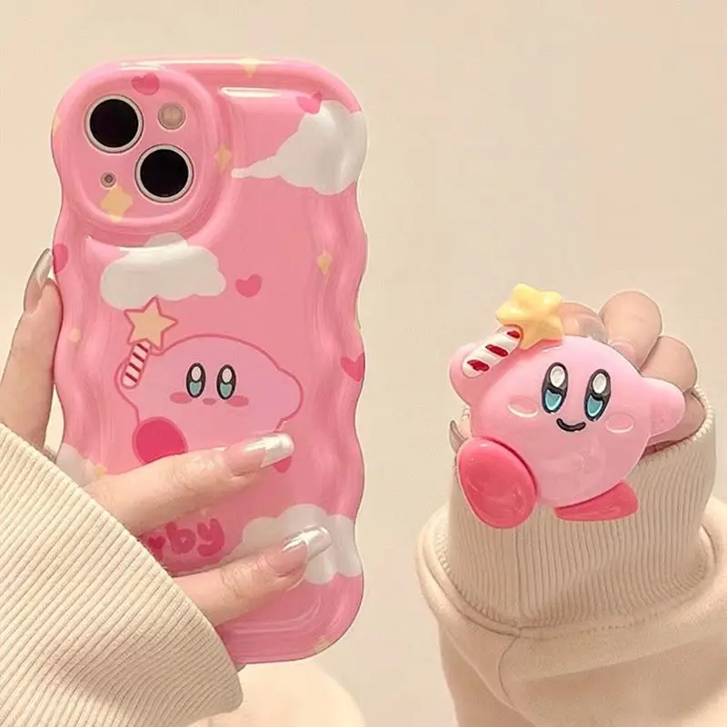 

Мультяшный милый розовый Стильный чехол Kirby для телефона 14Iphone 13Promax 12 11 Xr 7P 8Plus ТПУ Жесткий полноразмерный Чехол-держатель для телефона