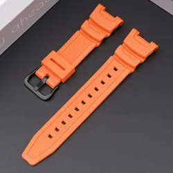 Versatile Black Resin Sport Watch Strap - Waterproof Rubber Replacement Wristband - Casio SGW - 100 (Orange black)