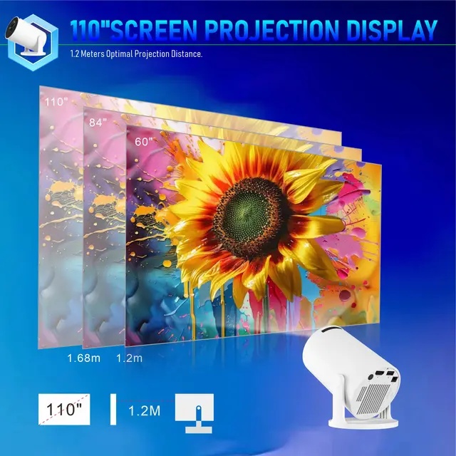 HY300PRO+ Smart Mini Projector with Android 11.0,Auto Keystone Ceiling Mount, Throw Portable Movie Projector,Glow Party Supplies 5