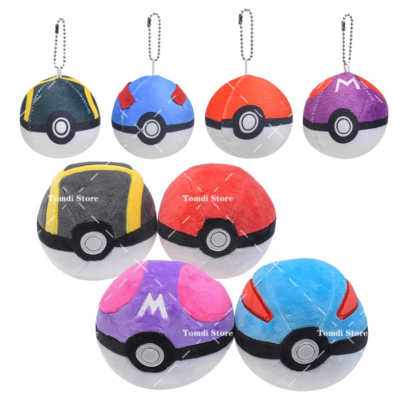 

TAKARA TOMY Pokemon Keychain Pokeball Plush Pendant Toys Pet Elf Ball Doll Soft Stuffed Bag Pendant Gift for Child