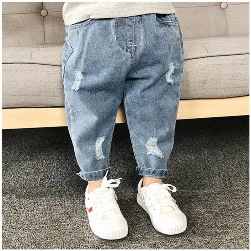 0-6 Year old Boys Jeans Infant Set Children  Girls Denim Ripped Jeans Korean Fashion Kids Trousers Toddler Casual Loose Pants 3