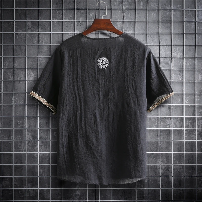 Japanese Style Kimono Men Summer Men Three Quanter Sleeve T-shirt Asian Clothes Traditional Chinese Clothing Japanese New