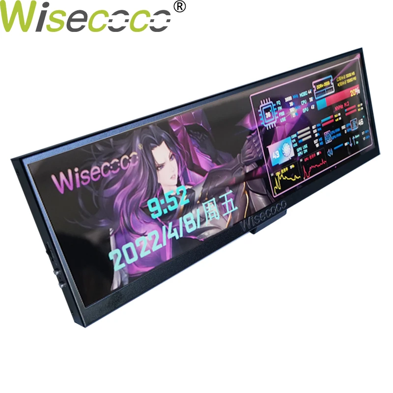 

Wisecoco 12.6 Inch 1920×515 RGB 157PPI Portable Monitor Case Sub GPU Screen IPS Secondary Display OSD DC Earphone Aida64