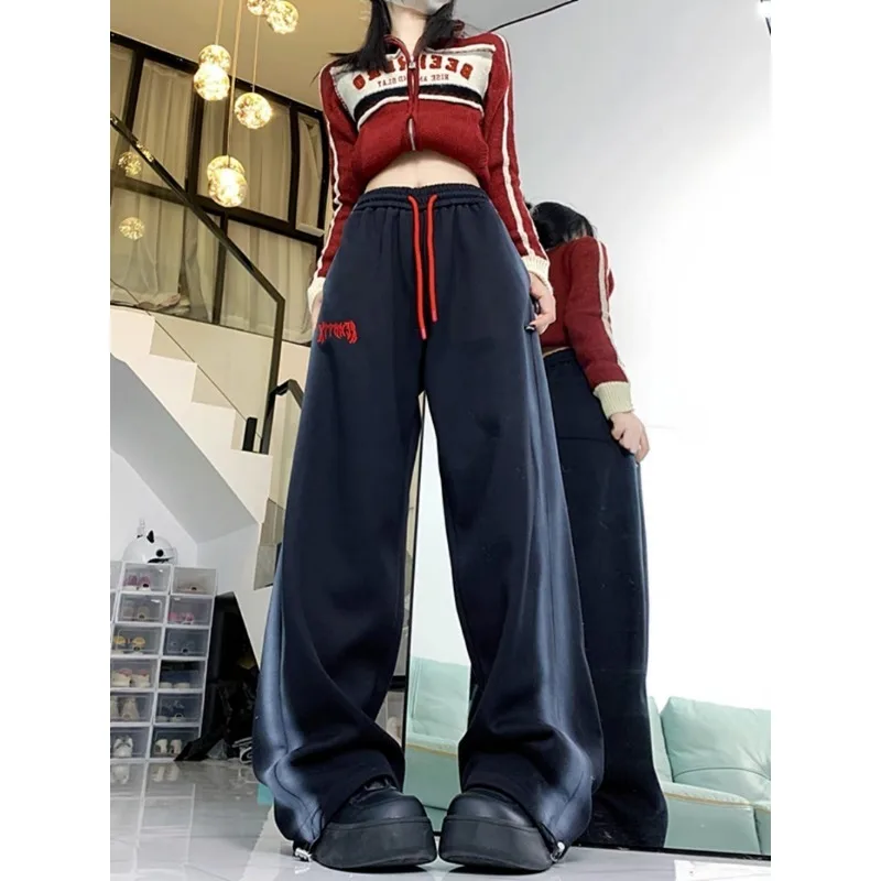 Deeptown Y2k Vintage Fleece Woman's Sweatpants Hippie Korean Fashion Streetwear Pants Harajuku Winter Loose Trousers Joggings