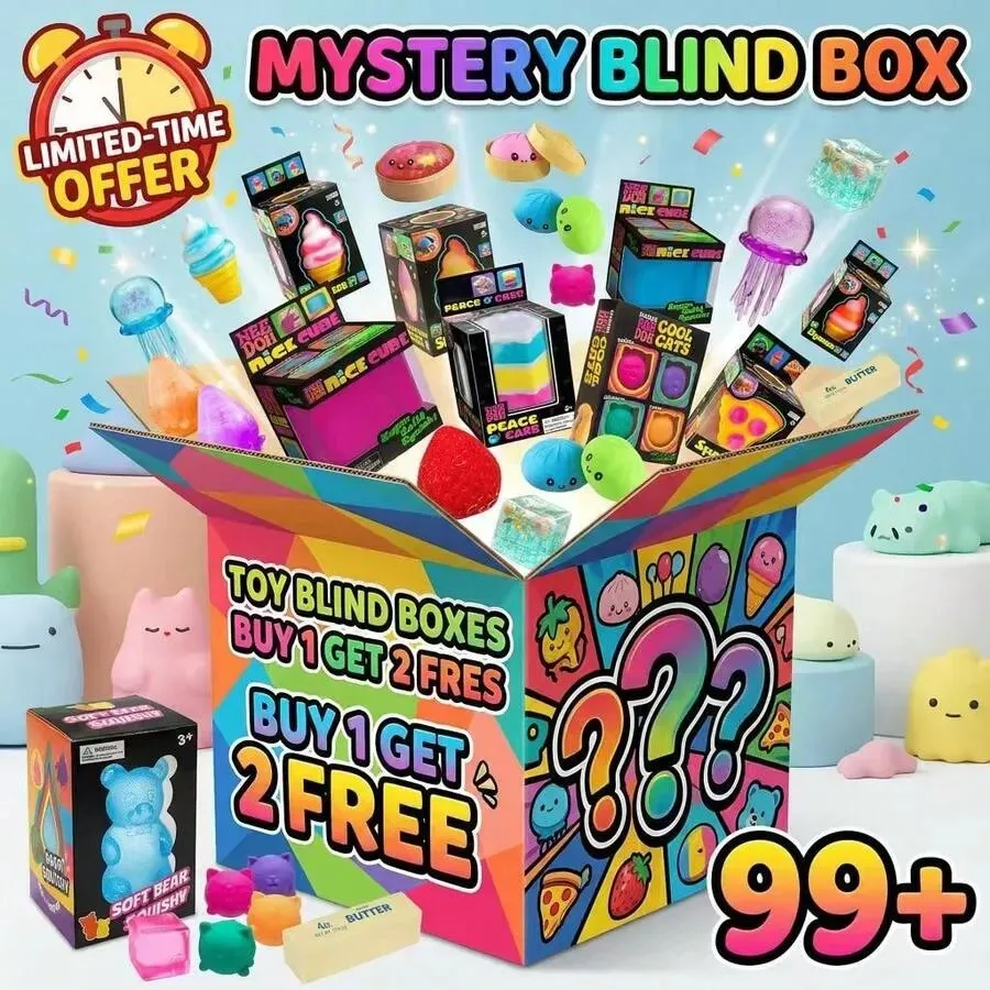 Squishy Blind Boxes, 100+ Styles Food-Themed Squishy Toys, Cute Donut, Cheese & Bread Slow Rebound Squeeze Toys, Mystery Stress Relief Toys, Party Gifts