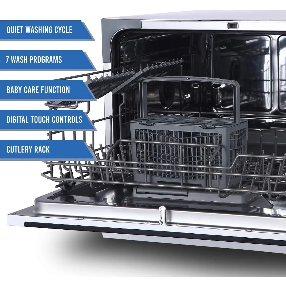 Portable Countertop Dishwasher-7-Program System for Home, RV, and Apartment-Wash Dishes, Glass, and Baby Products