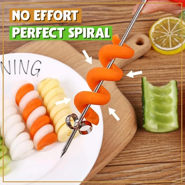 Vegetable Spiral Cutter 4pcs, Stainless Steel Manual Carving Cutting Tool  Potato Carrot Cucumber Chopper Spiral Screw Slicer Kitchen Supply