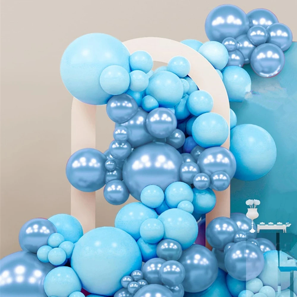 

109 шт. разных размеров, металлик, синий, фотоэлемент, синие латексные воздушные шары, гирлянда для дня рождения, свадьбы, детского душа, украшение