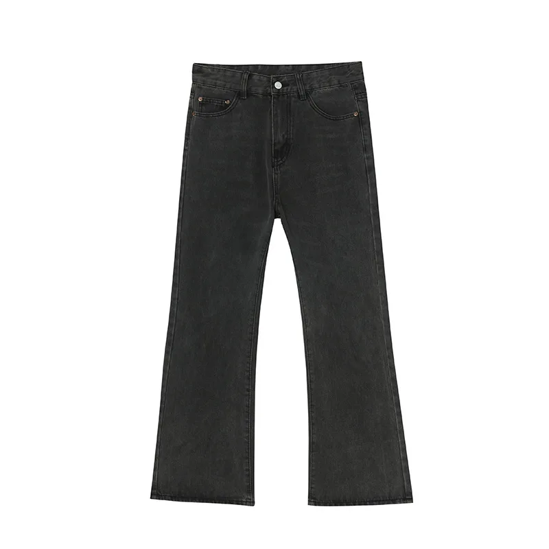 Male Japan Korea Style Vintage Denim Trousers Pant Men High Street Hip Hop Casual Hole Small Flare Jeans Pant 6