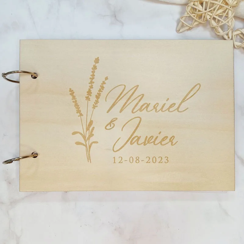 Personalized Wedding Guestbook Wooden Guest Book Engraved Rustic Wedding Album Birthday Party Deco Guest Signature Book