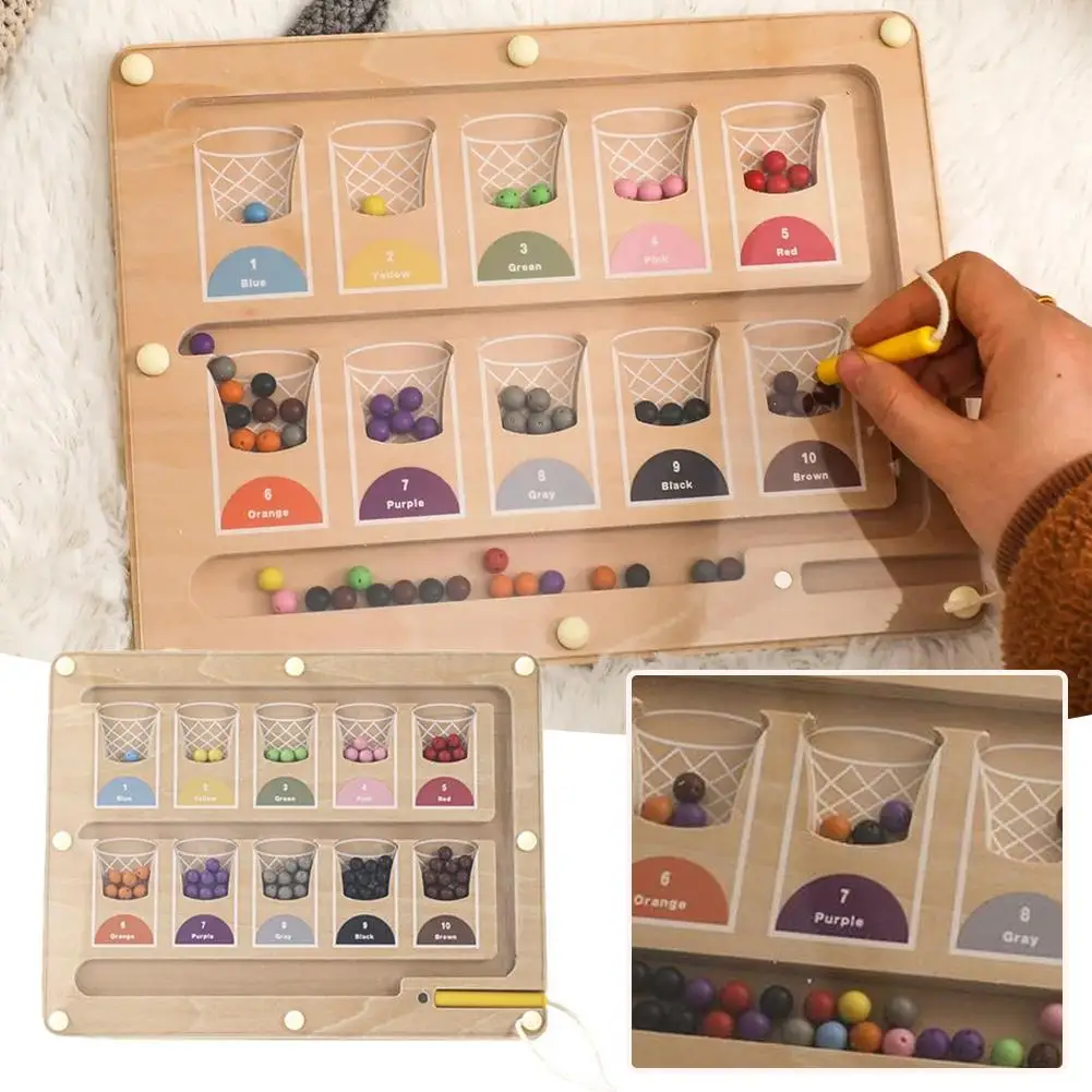 

Magnetic Color Number Maze Montessori Educational Wooden Counting Toddler Games Matching Game Magnet Board Puzzle Activitie U6G3