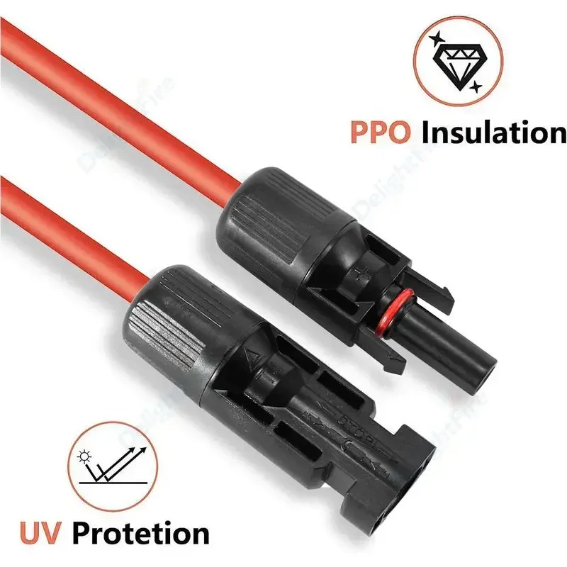 암수 커넥터가 있는 태양 익스텐션 케이블, 주석 도금 구리, 태양 PV 케이블, 6/4/2.5 mm², 10/12/14 AWG