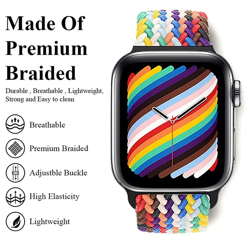 Braided Loop Elastic Watch Strap - Vibrant and Durable Design