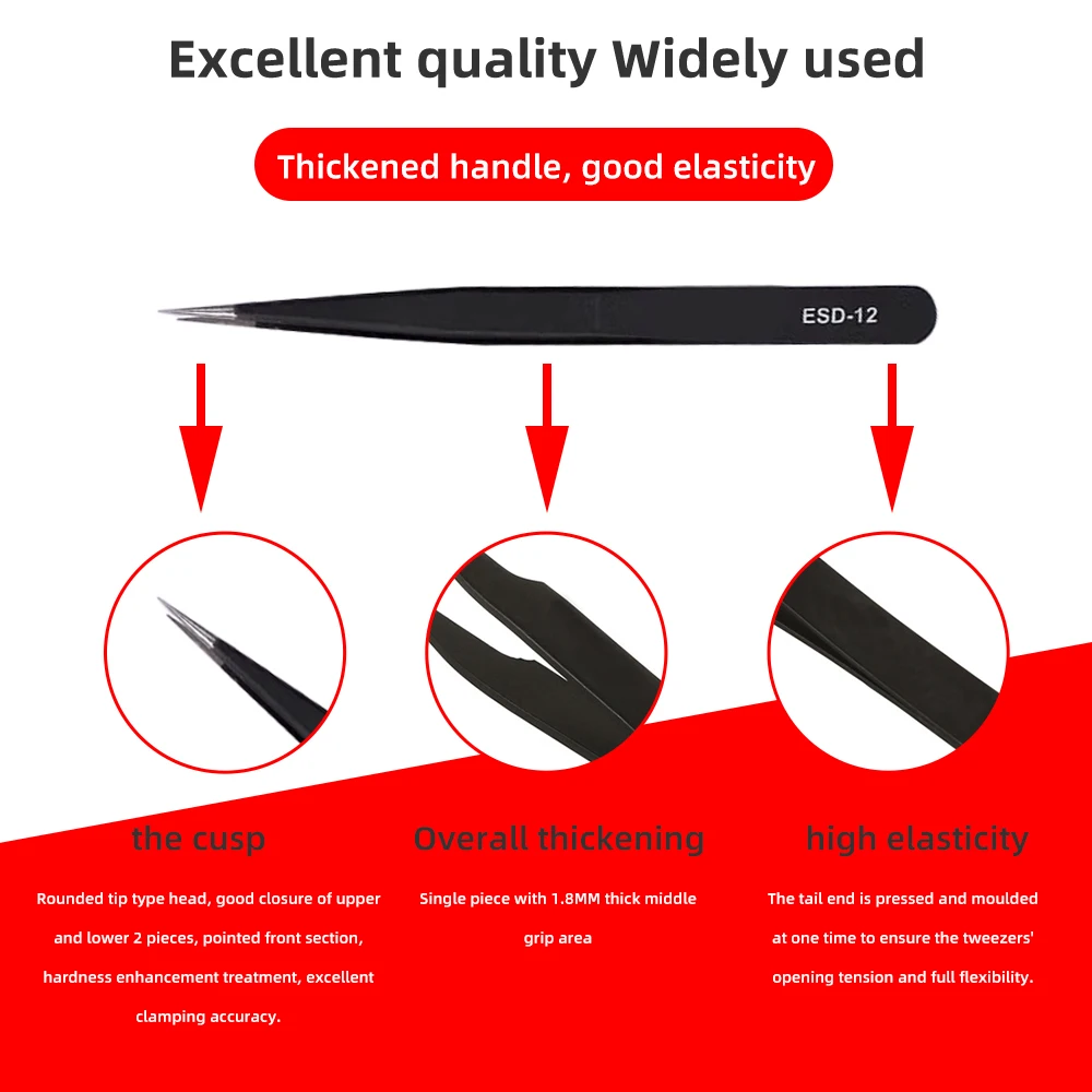 Precision Antistatic Tweezers and Multifunction Nipper Tool Set