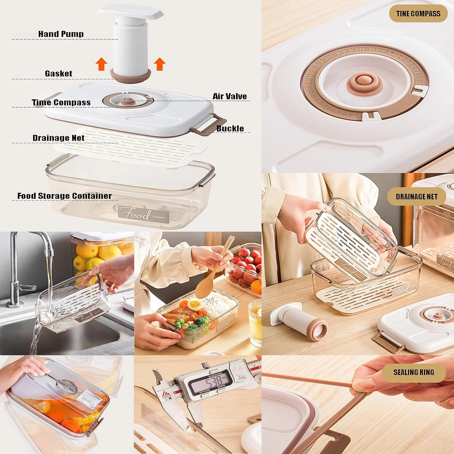Food Vacuum-Compatible with Green Color Vacuum Food Containers, Save Space and Money, Extend Shelf Life