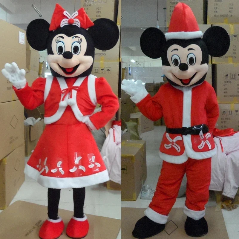 

2024 Рождественский Маус мальчик Микки Маус девочка Минни мультяшный персонаж талисман костюм рекламное причудливое платье искусственное животное горячие игрушки
